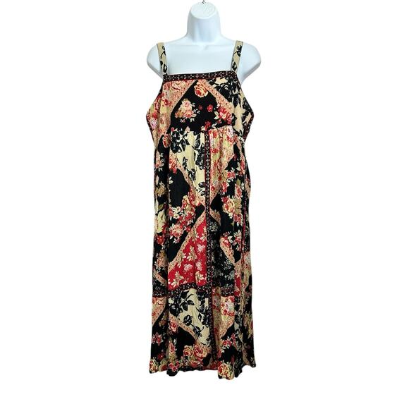 BOG Band of Gypsies Collective Anthem of the Sun Boho Midi Dress Sz Large Floral - Picture 11 of 11
